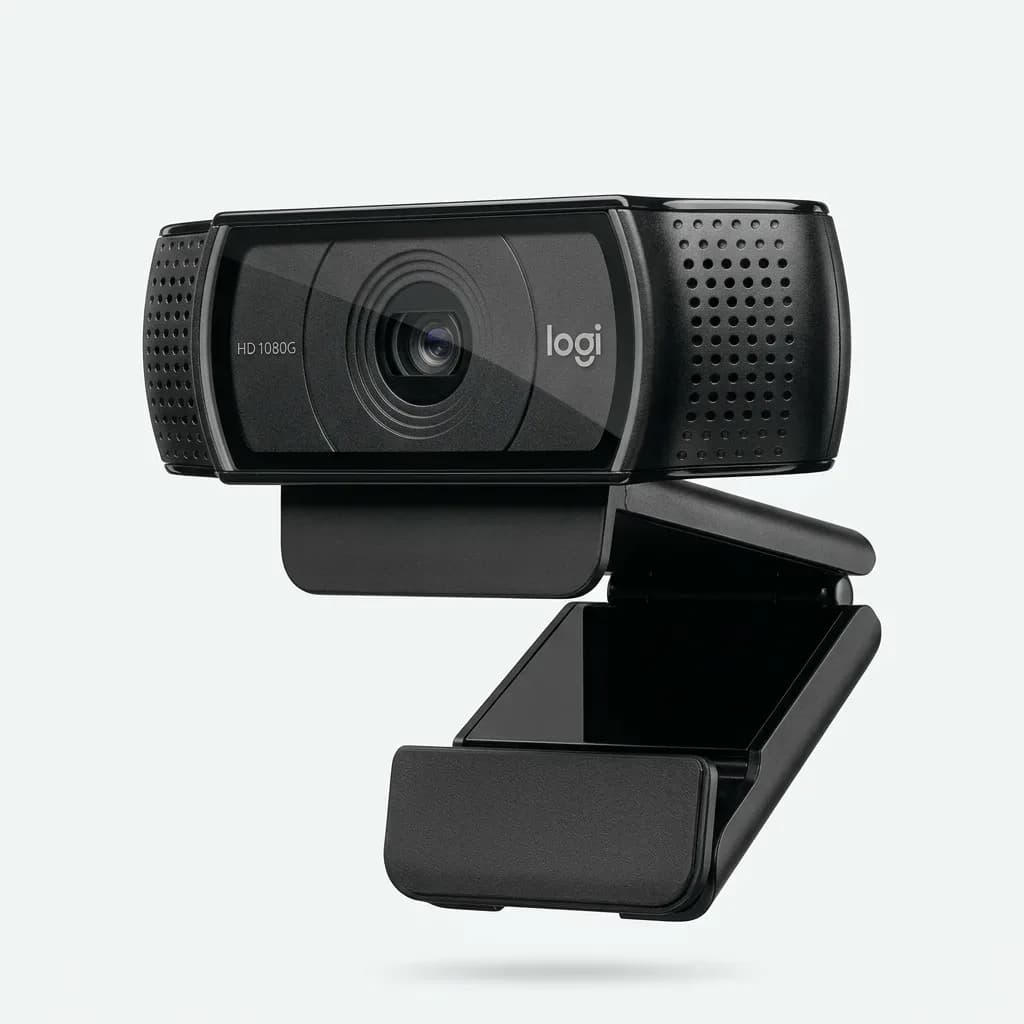 Black Logitech C922x Pro Stream Webcam with adjustable clip-on mounting bracket