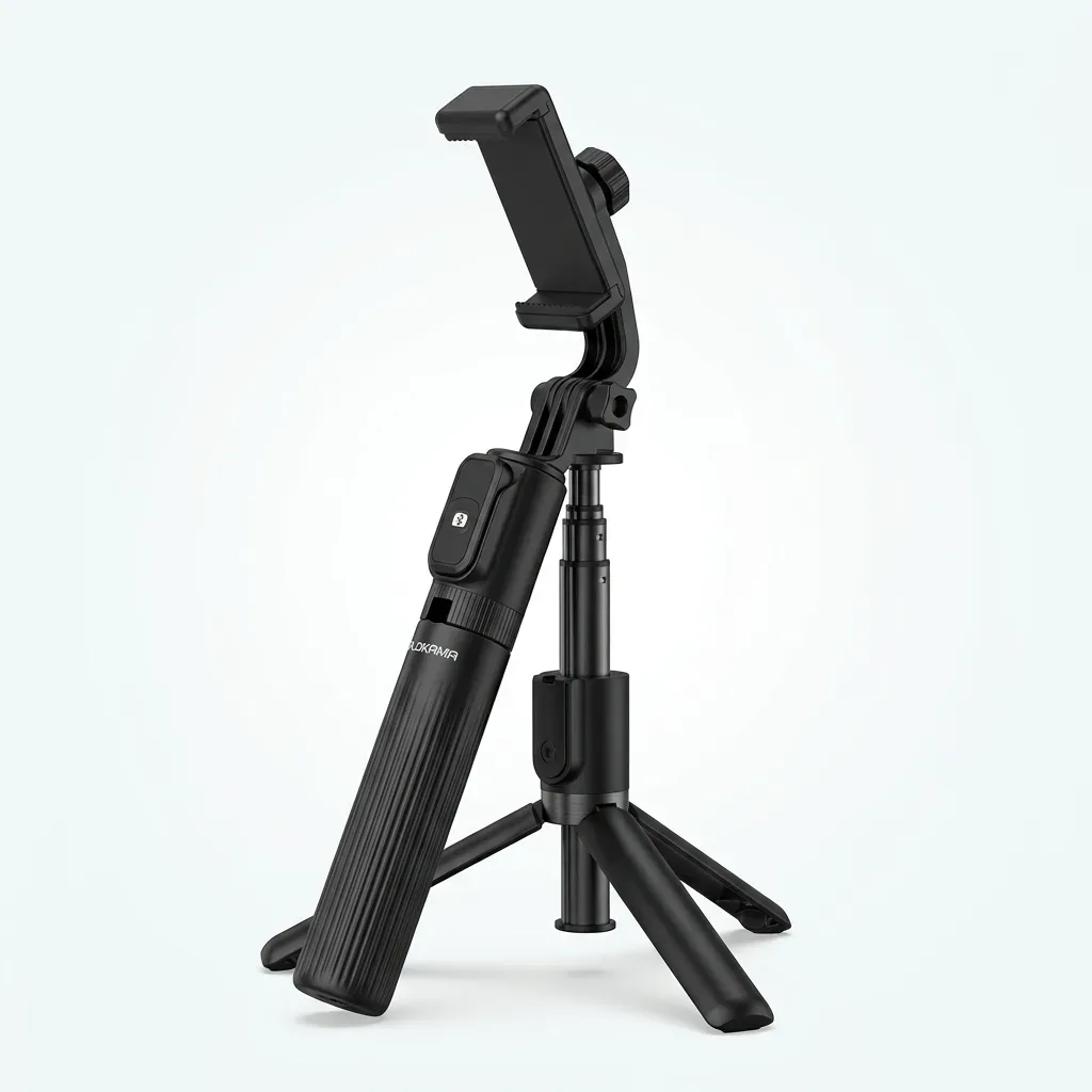 PLOKAMA LIVE-K6 black extendable selfie stick tripod with adjustable smartphone holder