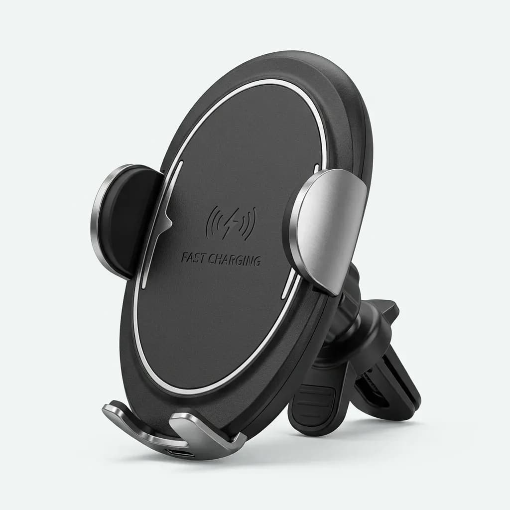 Black XT-10 full-automatic wireless car phone charger with air vent clamp