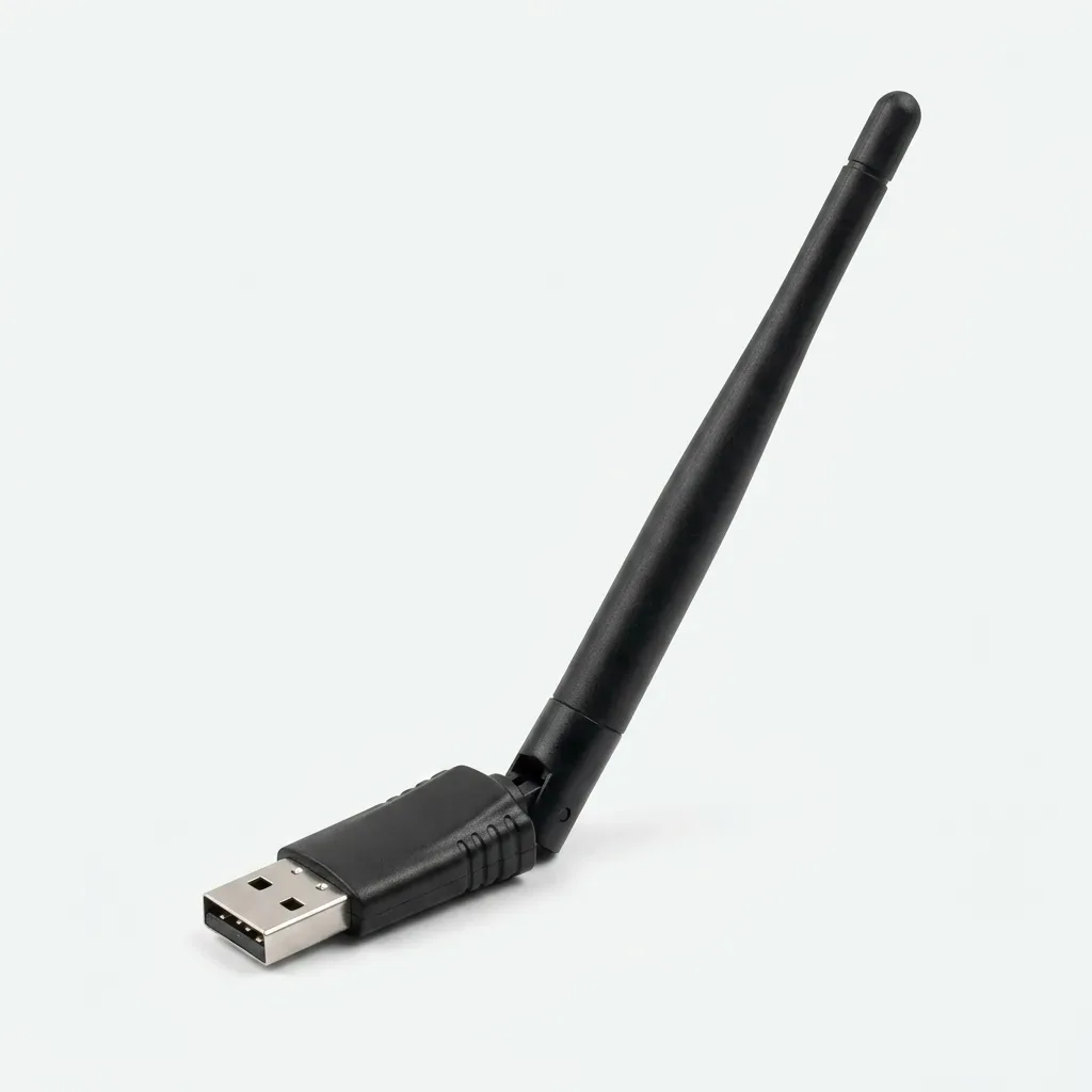 Black W114 USB WiFi adapter with long external 3dBi antenna and USB connector
