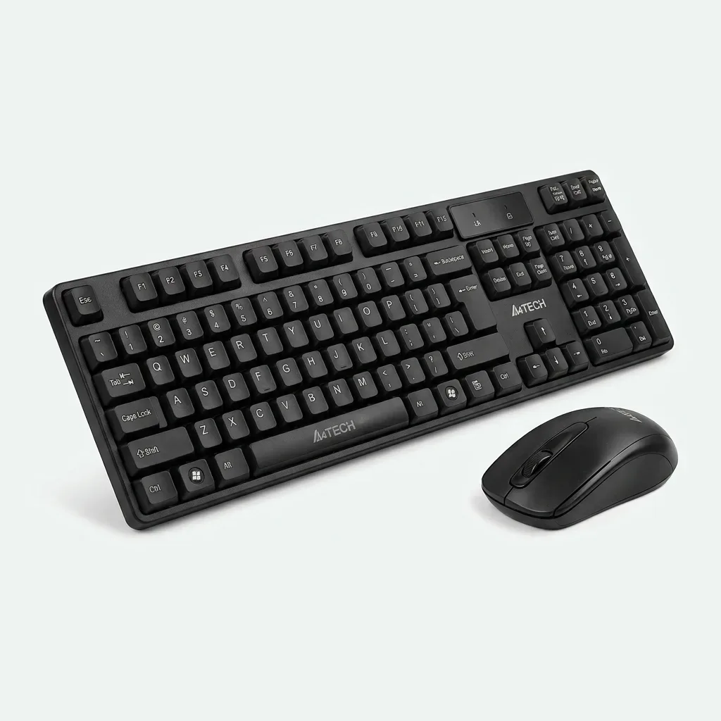 A4TECH KM-100 black wireless full-size keyboard and mouse combo