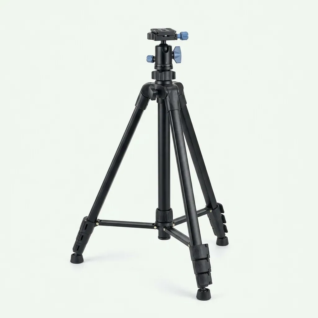 PLOKAMA PK-8899 black adjustable camera tripod with three extendable legs