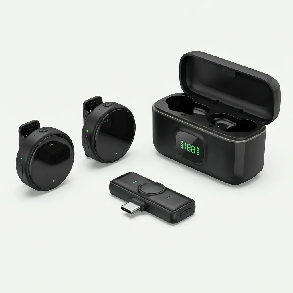 Hollyland LARK M2 Dual Wireless Lavalier Microphone – USB-C with Charging Case, Black