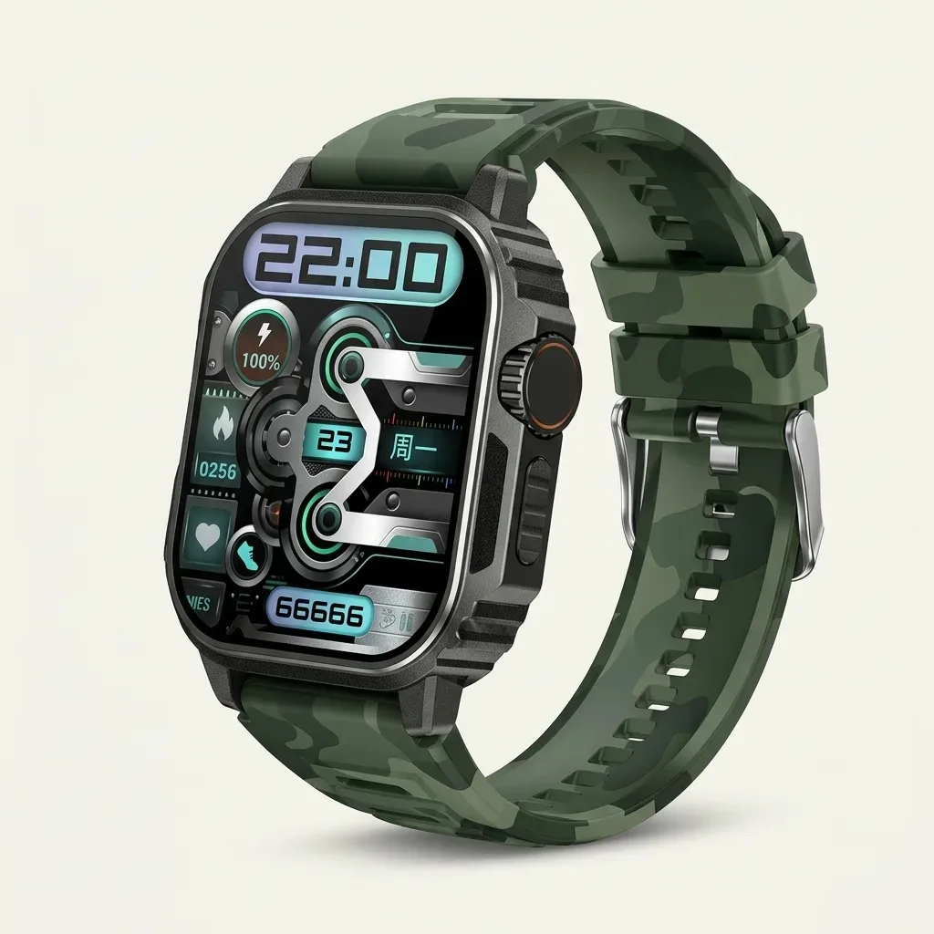 Fearless Soldier Blade tactical smartwatch with green camouflage strap