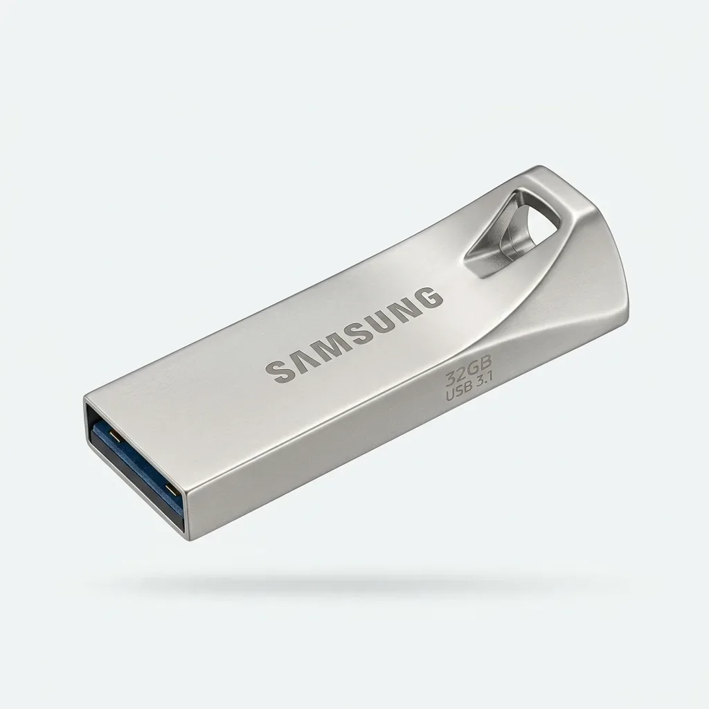 Samsung BAR Plus 32GB silver USB 3.1 flash drive with integrated carrying opening