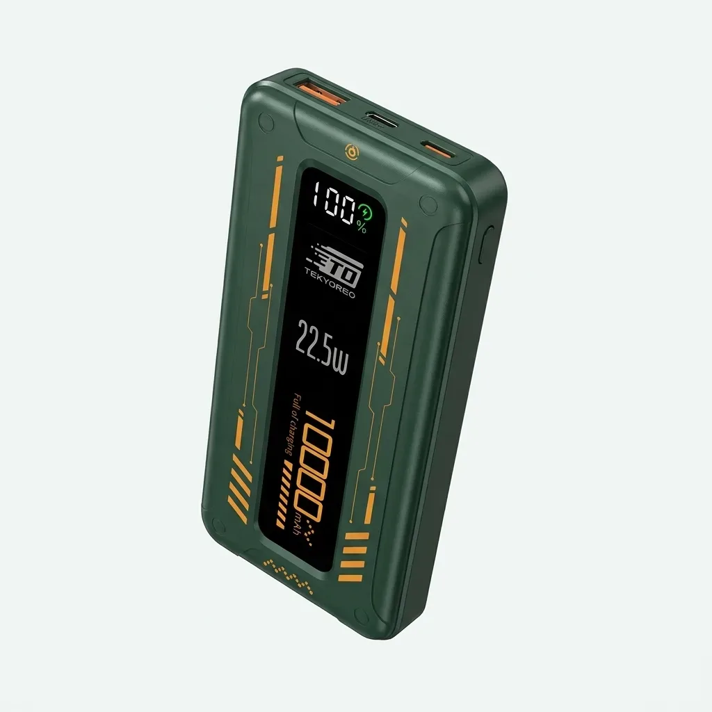 TEKYOREO Y-08 green 10000mAh power bank with digital battery display