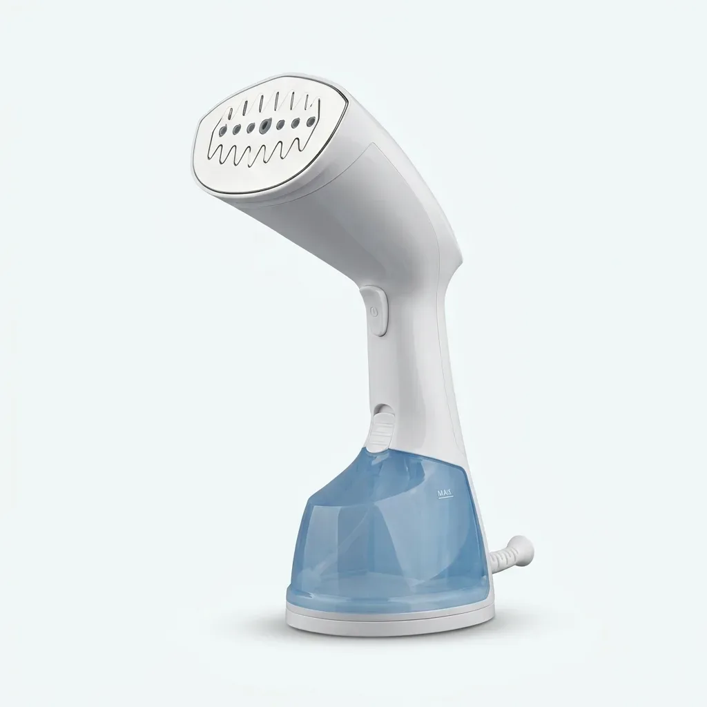 National Premium GS-304 white and blue handheld garment steamer with transparent water tank