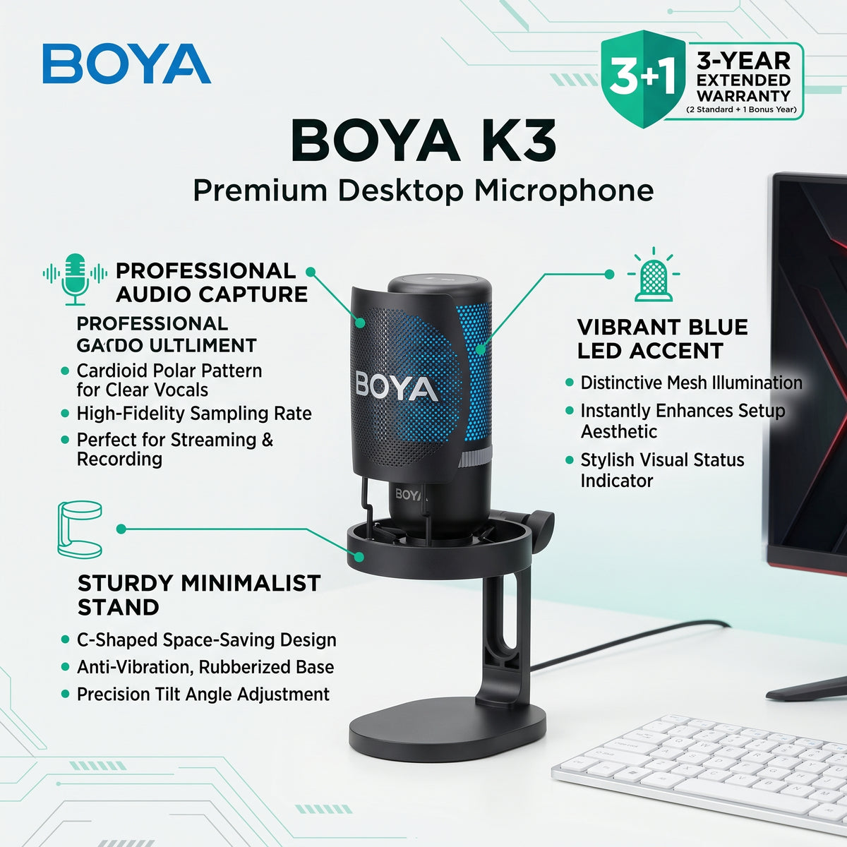 BOYA K3 Desktop Microphone