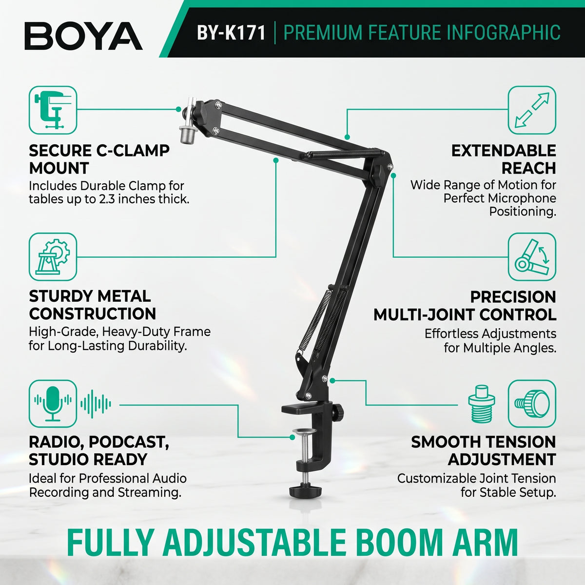BOYA BY-K171 Adjustable Microphone Boom Arm