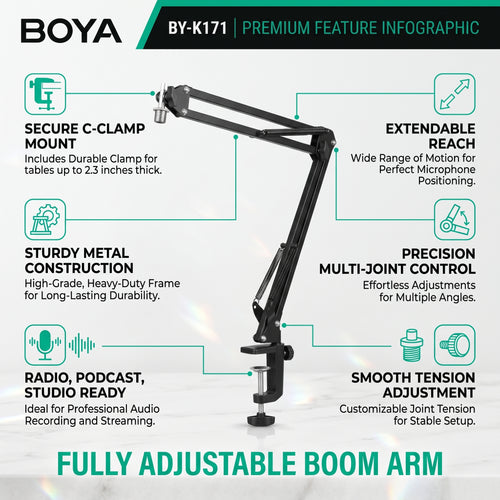 BOYA BY-K171 Adjustable Microphone Boom Arm
