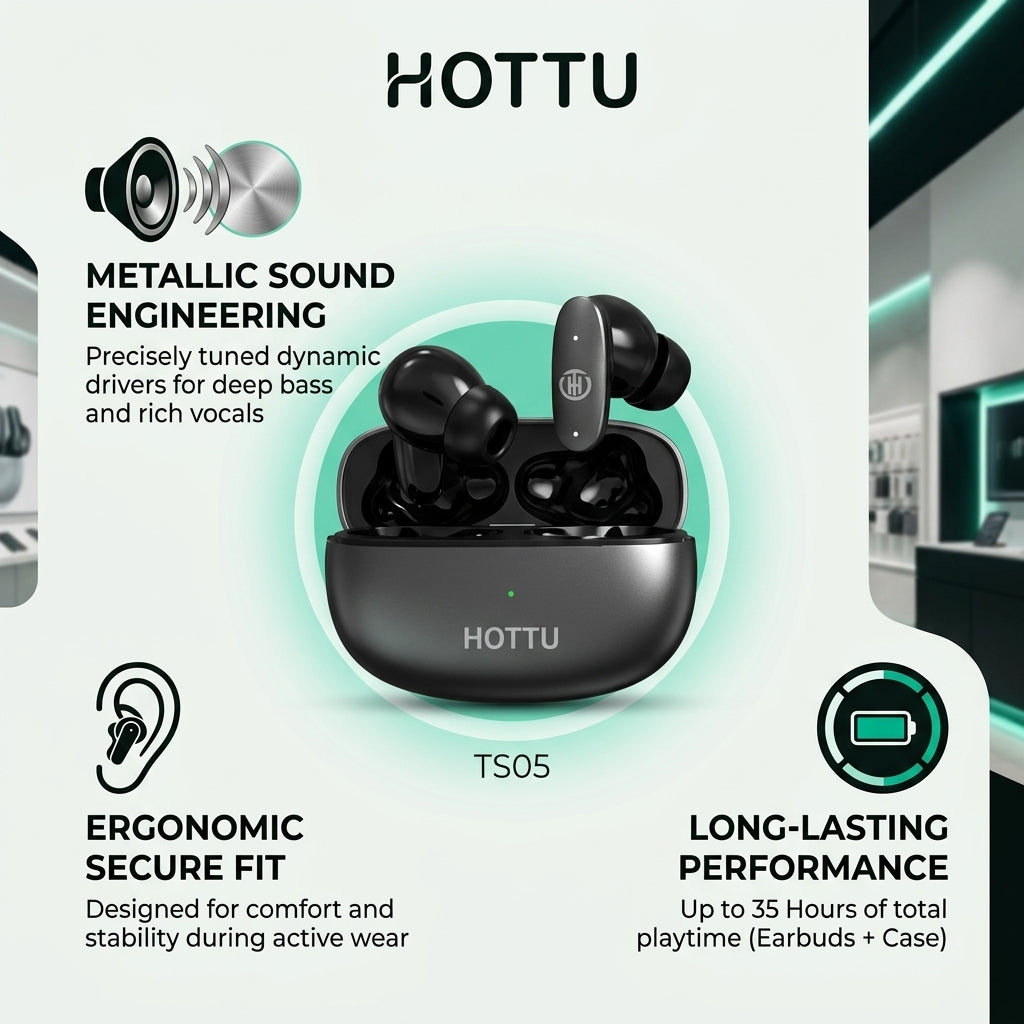 HOTTU TS05 Metal Beat Bluetooth 5.4 TWS Earbuds