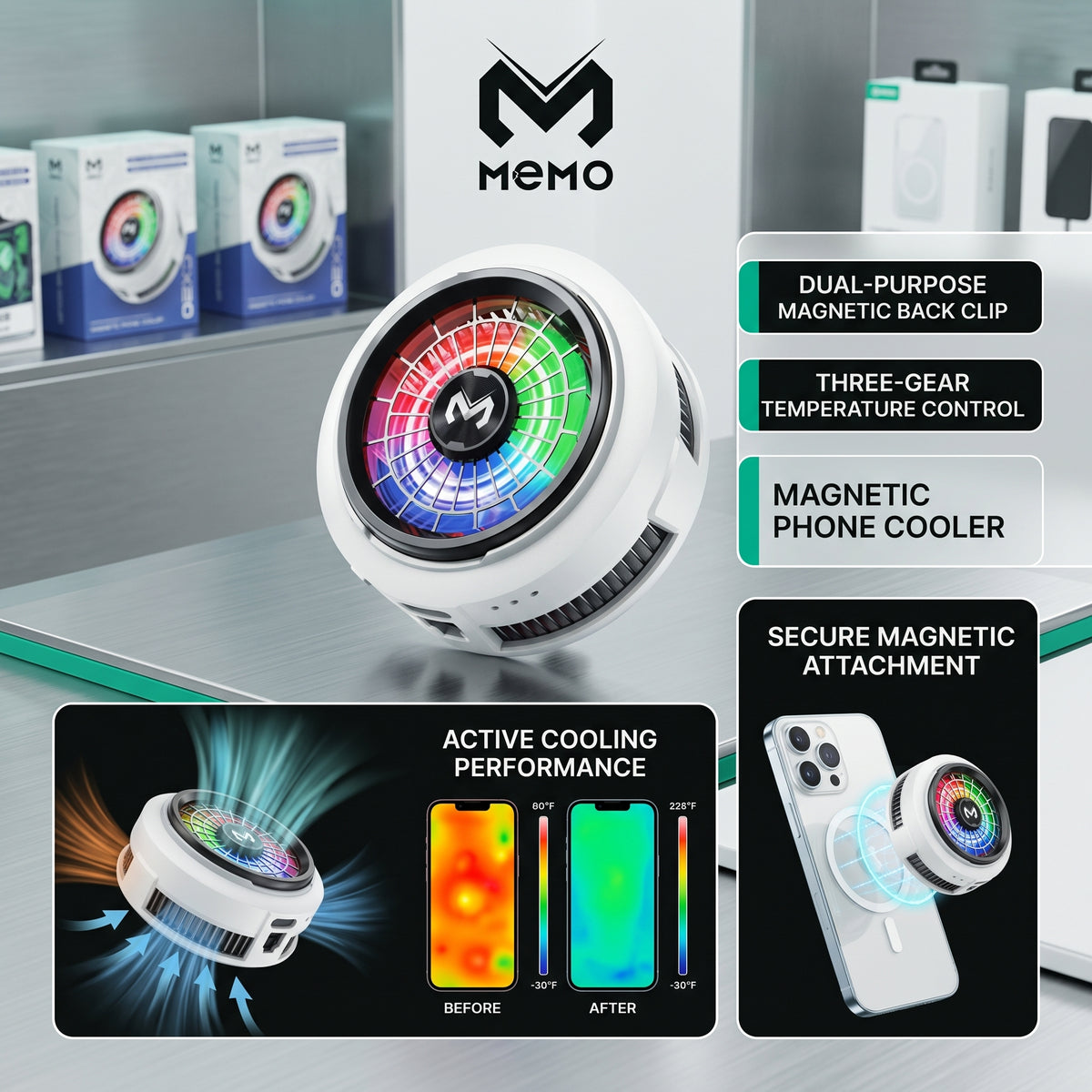 MEMO CX20 RGB Magnetic Phone Cooler