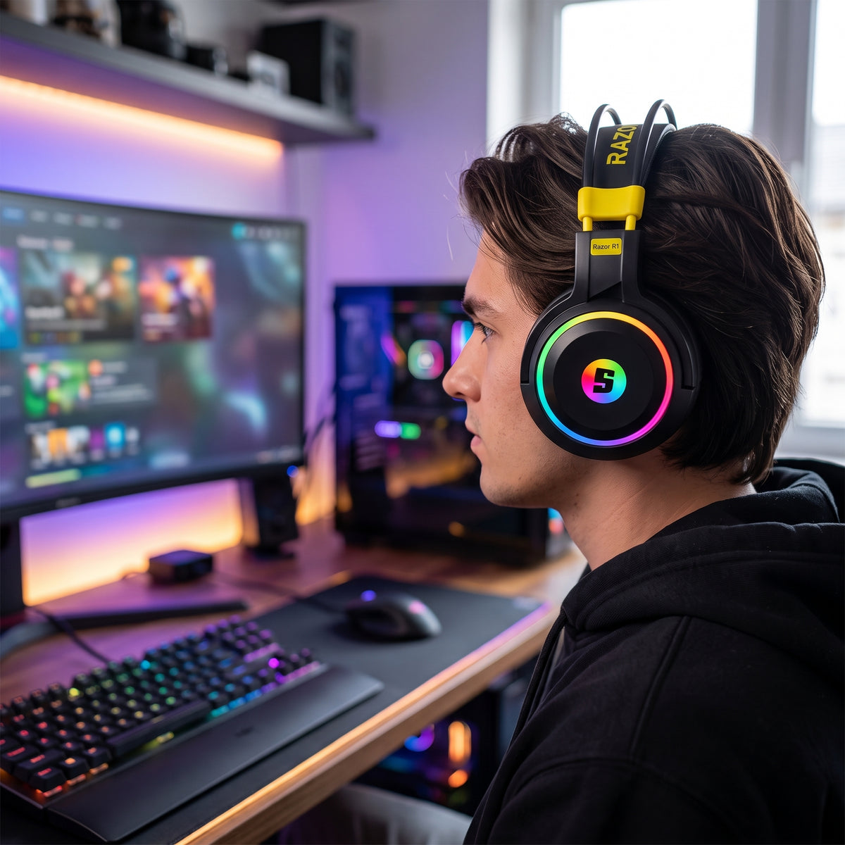 Razor R1 RGB Over-Ear Gaming Headset with 50mm Drivers